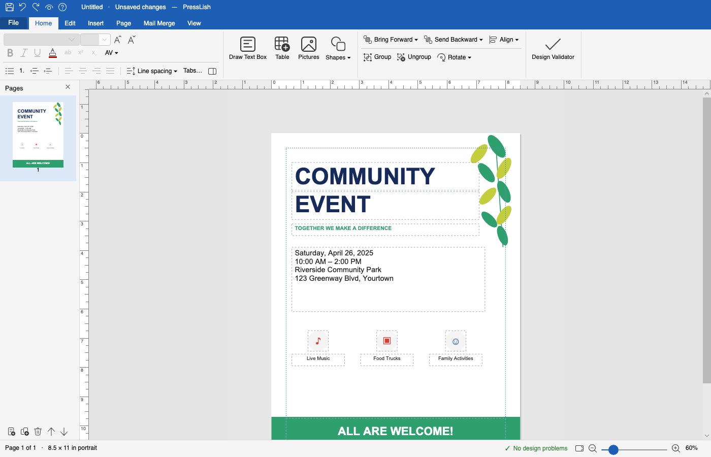 An event flyer in PressLish